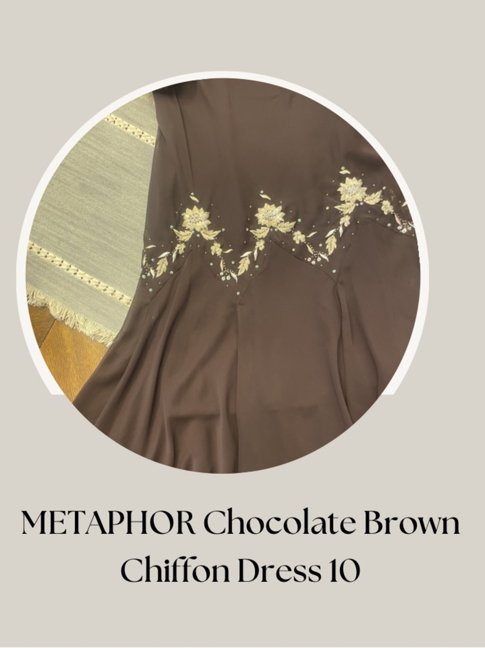 METAPHOR Chocolate Brown Chiffon Dress 10